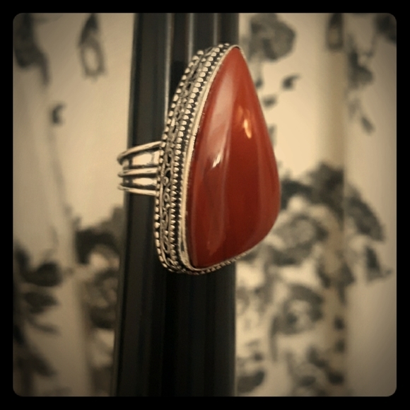 New Oversized Red Jasper 925 Silver Ring. - Picture 2 of 7